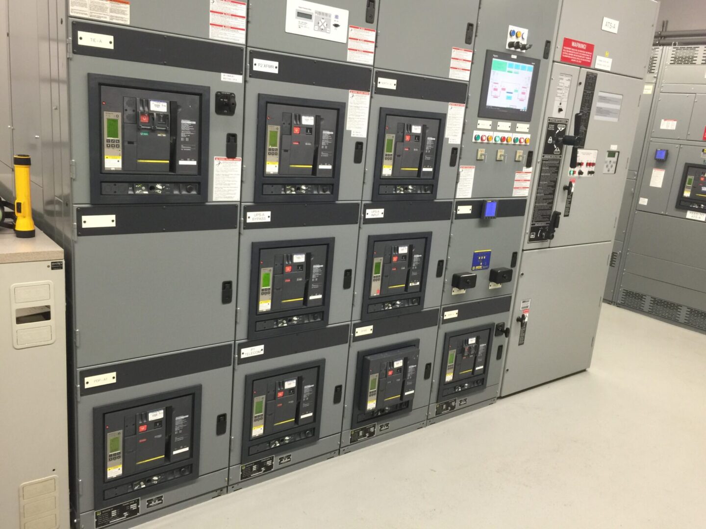 Wall-sized breaker and control panel equipment
